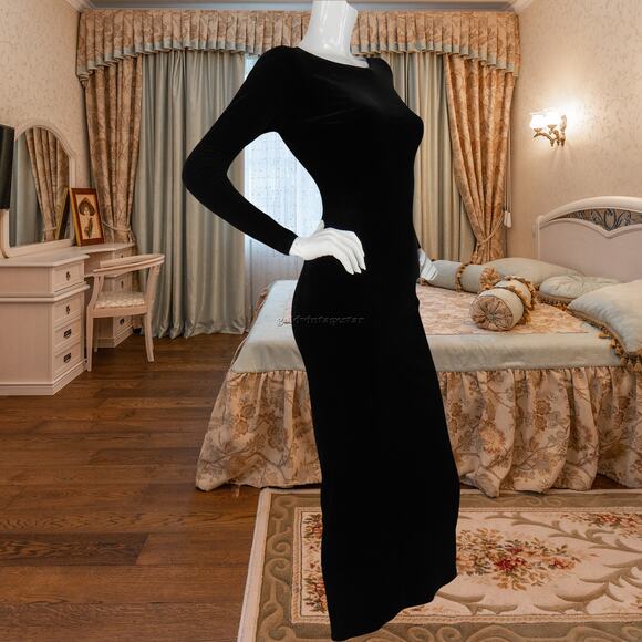 Cache Black Velvet Bodycon Evening Dress S - Picture 6 of 11